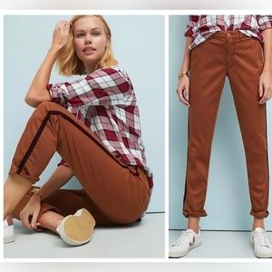 ANTHROPOLOGIE Relaxed Chinos in Copper with Red Velvet Stripe size 28